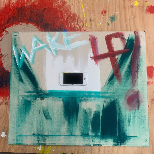 "WAKE UP!" Original painting by Jack Nathan, honoring his Mental Health Legacy HappyJackWorld